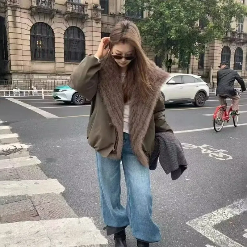 A New Short Loose Thick Coat Stylish Fur Collar Style Overcomes Lapels Cotton-padded Jackets Suitable Petite Large-sized People