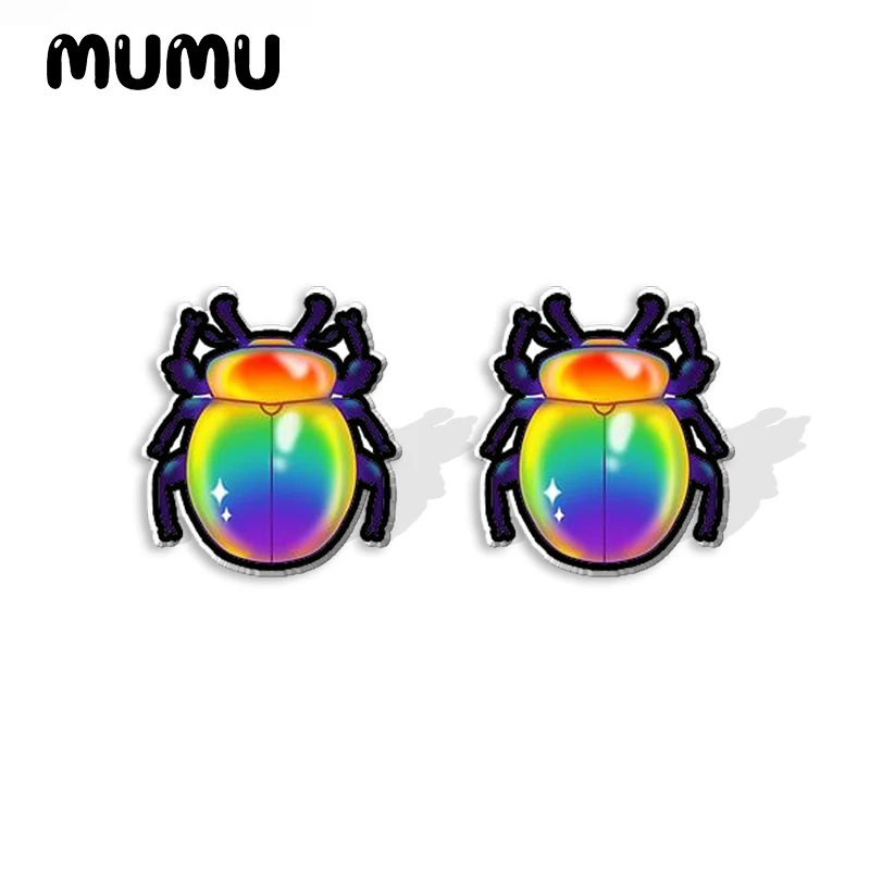 2023 New Rainbow Beetle Acrylic Stud Earring Insects Handmade Earrings Resin Epoxy Jewelry Gifts Friend