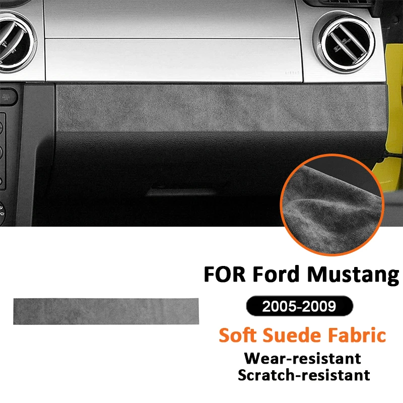 

For Ford Mustang 2005-2009 Soft Suede Fabic Car Co-Pilot Storage Box Trim Strip Protection Panel Interior Decoration Sticker