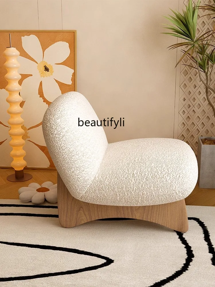 Modern Style Solid Wood Living Room Single Sofa Sunshine Room Homestay Hotel Couch Tatami Leisure Chair