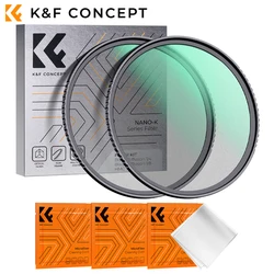 K&F Concept Black Diffusion Black Mist 1/4 and 1/8 Filters Mist Filter 3pcs Cleaning Cloth with 18 Multi-Layer Coatings Nano K