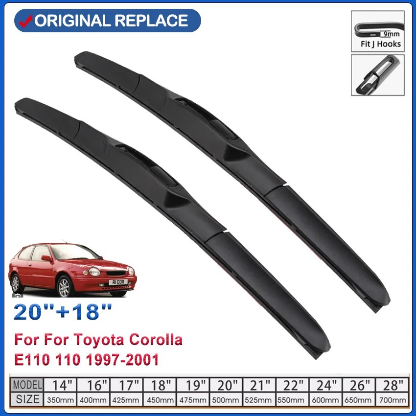 

Front Wipers For Toyota Corolla E110 110 1997-2001 Wiper Blade Rubber 20"+18" Car Windshield Windscreen Accessories 1999 2000