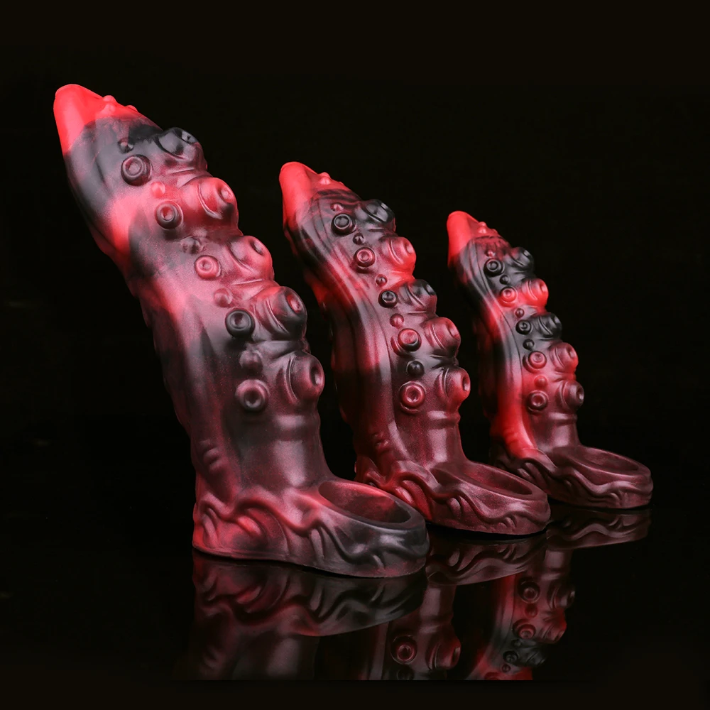 FAAK クローズドヘッドペニススリーブ サイズM L XL ラージ シリコン製 ファンタジー 馬 犬 結び目入り 中空ディルド 陰茎拡大セックストイ 男性用