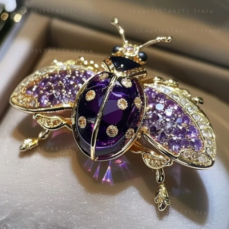 Vintage St.Petersburg Russian Beetle Brooch Luxury Insect Suit Lapel Pin Alloy Gem Jewelry Accessory, Gift Wrapped for Bride