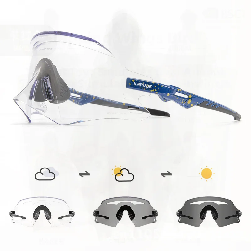 

Kapvoe фотохромные велосипедные очки унисекс безрамные солнцезащитные очки для горного велосипеда ветрозащитные спортивные велосипедные очки на открытом воздухе