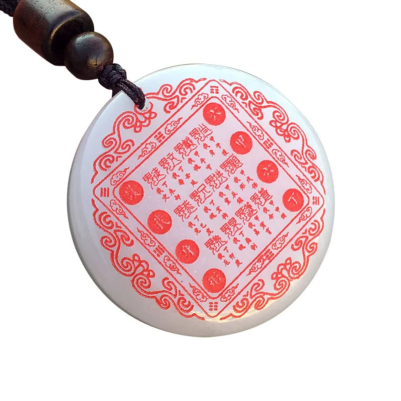 Snqp Chinese Style Golden Silk White Jade Liuding Liujia Peace Buckle Necklace Lucky Blessing Wealth Attracting Good Fortune Amu