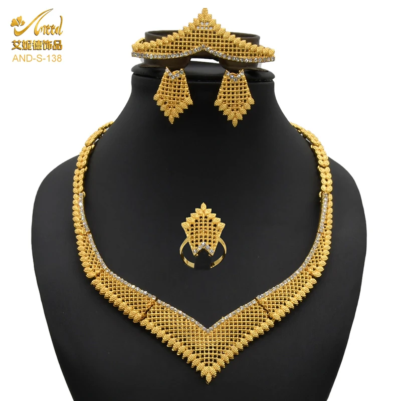 ANIID Jewelery African Necklace Sets For Women Luxury Designer 24k Gold Plated Pakistani Bracelets Fashion Earrings Ethiopian