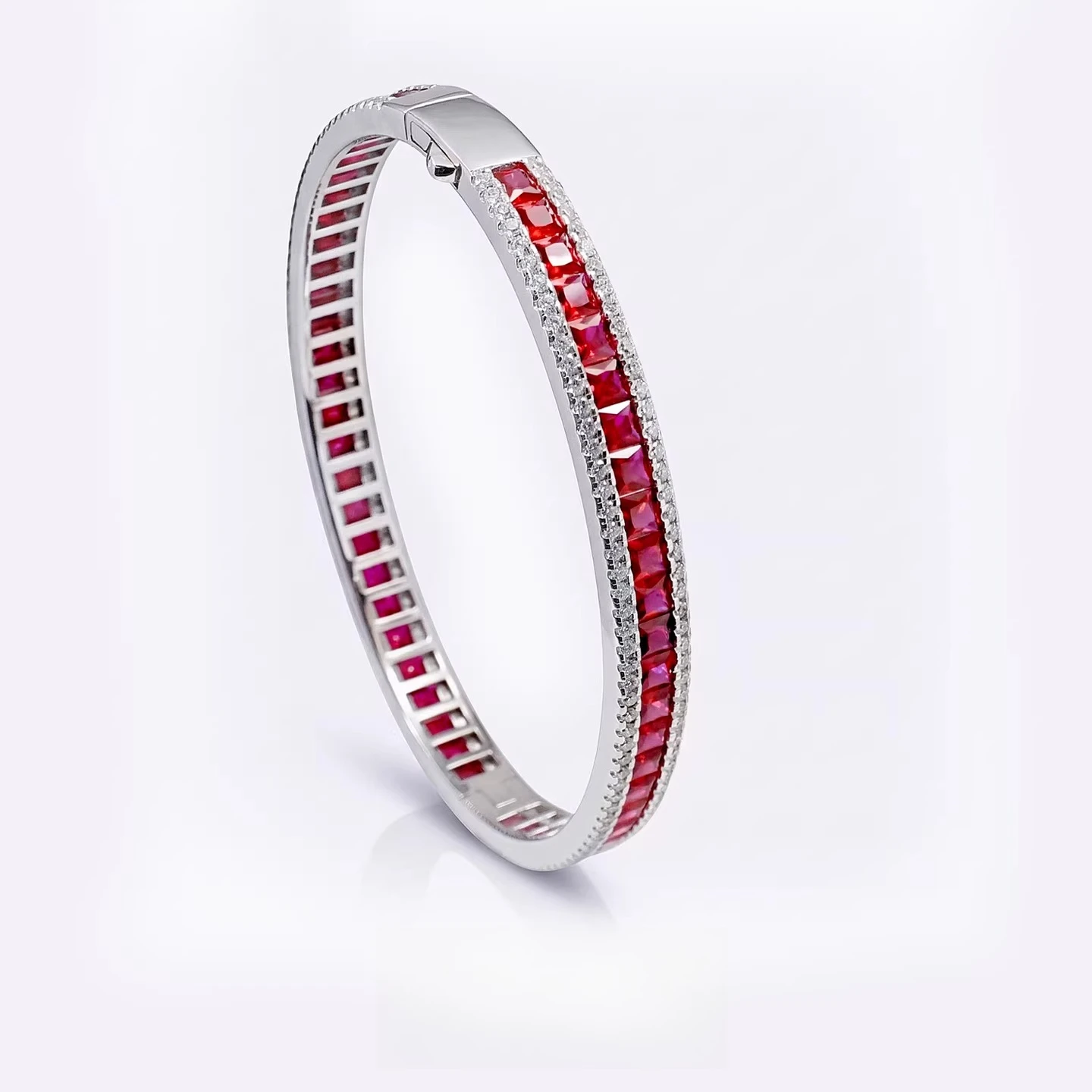 

S925 Silver Princess Fang Man Inlaid Bracelet Luxury Inlaid Three Rows of Zircon Light Luxury Premium Women's Jewelry