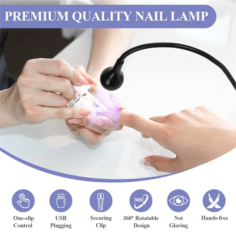 

A47F-UV LED Nail Lamp - Mini LED Nail Lamp Gel X Lamp For Nails With Securing Clip Rotatable LED Light