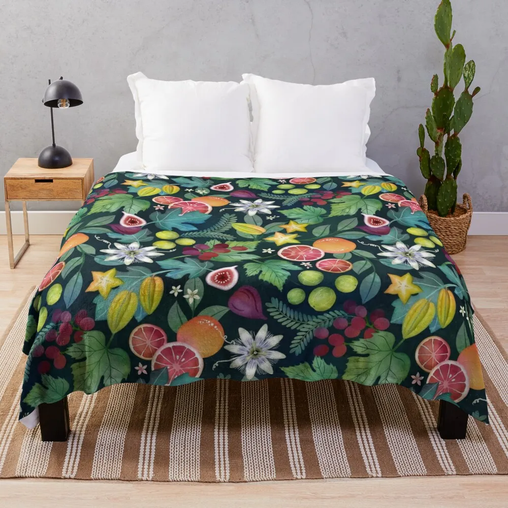 

Lush tropical fruit and leaves Throw Blanket Luxury St Designers Blankets