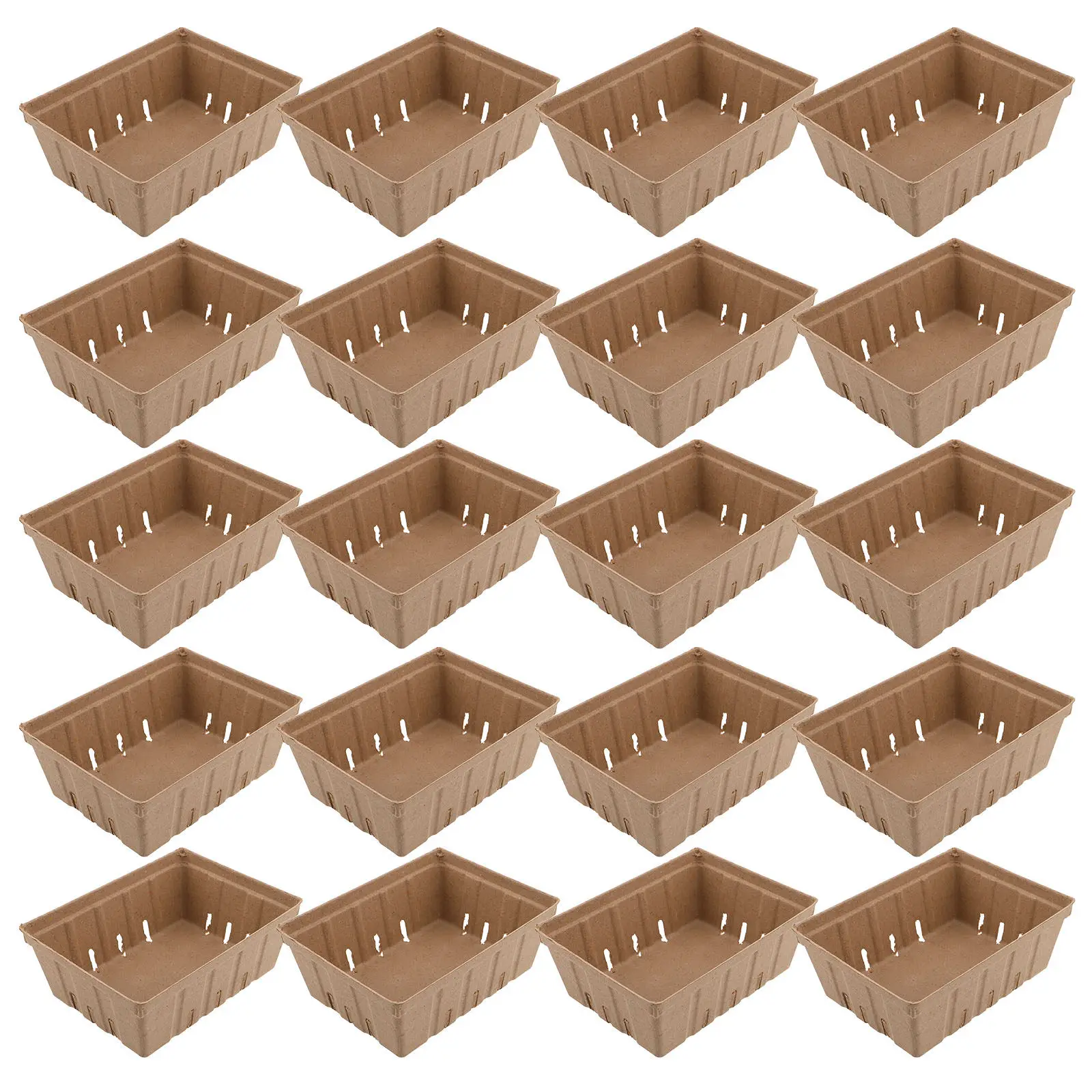 20Pcs Natural Pulp Fiber Vented Berry Basket Produce Display Tray for Farmers Market Strawberry Blueberry Raspberry Storage