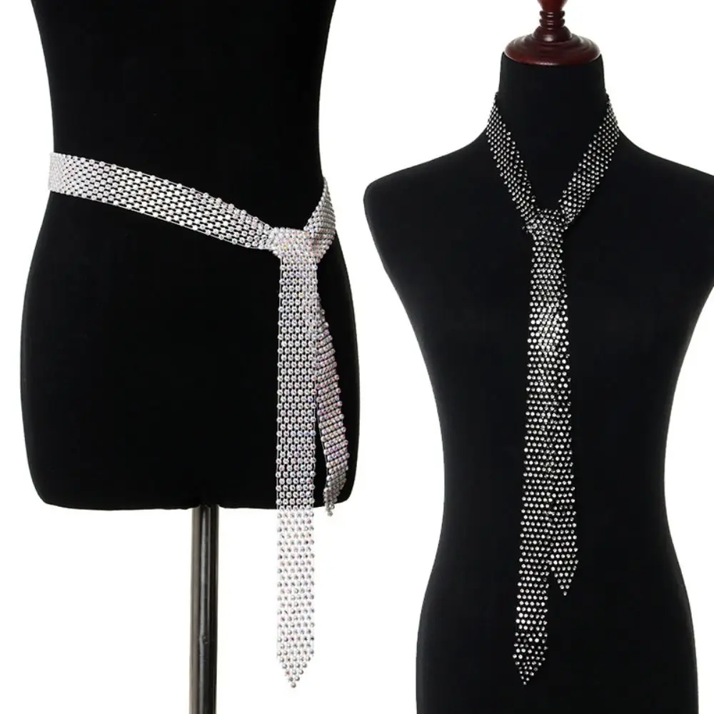 

Bling Rhinestone Necktie Chic Photograph Props Suit Gravatas Women Tie Lazy Tie Party Accessories Uniform Tie Uniform