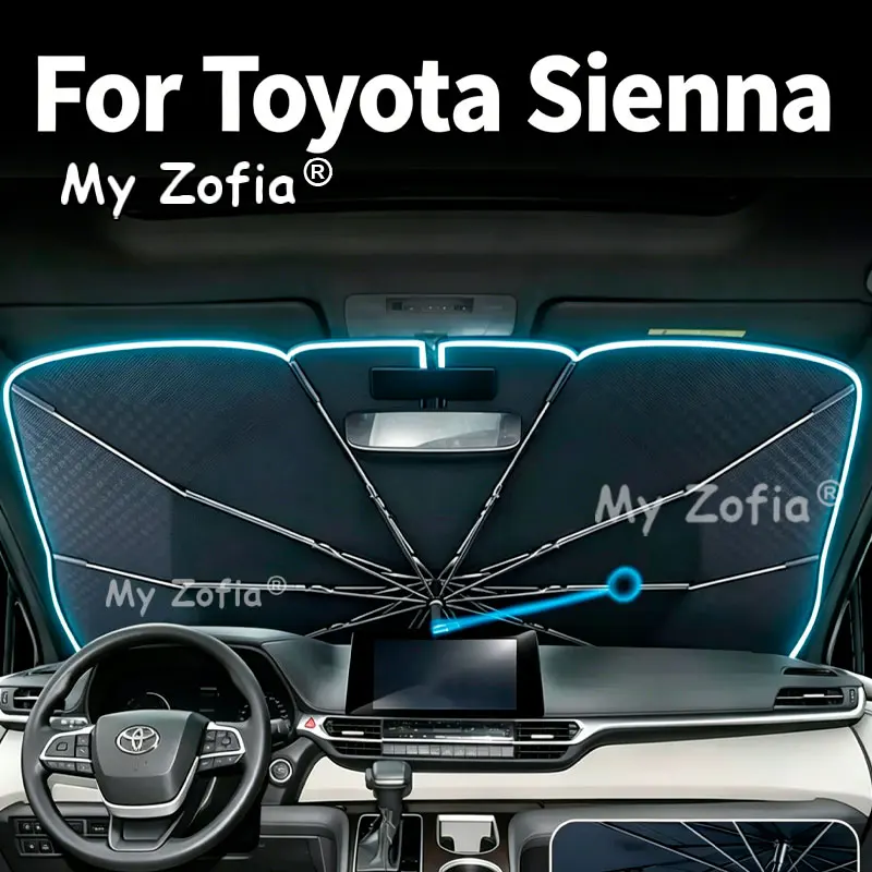 Für Toyota Sienna 2025 2026 Auto-Windschutzscheiben-Sonnenschutz Faltbarer Regenschirm Vordere Wärmeisolierung Zubehör