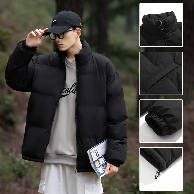 Harajuku Y2k Men Warm Parkas Winter Couple Coat Solid Color Cotton Oversize Male Winter Jackets Windbreaker Padded Woman Parkas