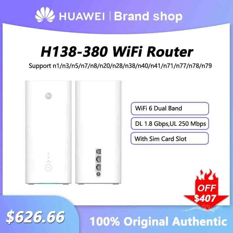 

Unlocked Original Huawei H138-380 WiFi Repeater 5G CPE Router Dual Band WiFi 6 Extender Signal Booster With Sim Card Slot