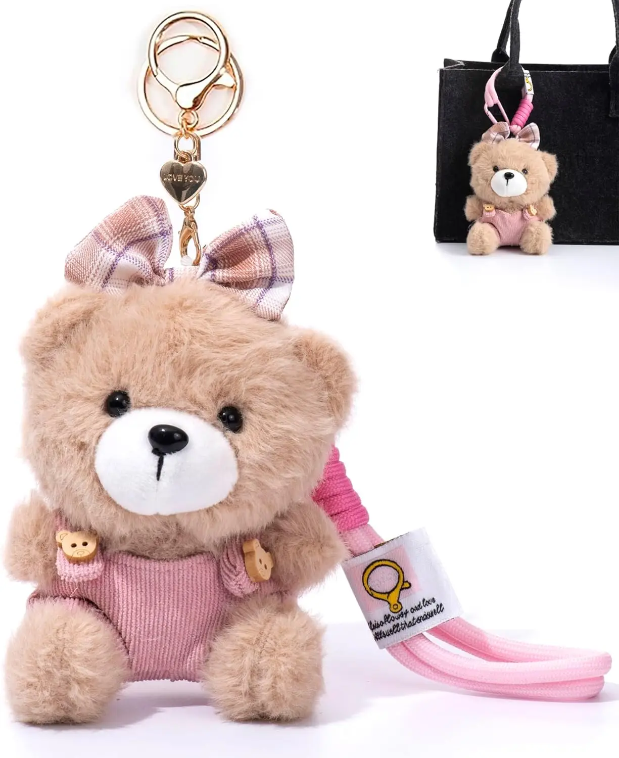 Adorable Llavero de Peluche con Forma de Oso para Bolsos, Carteras, Mochilas y Llaves