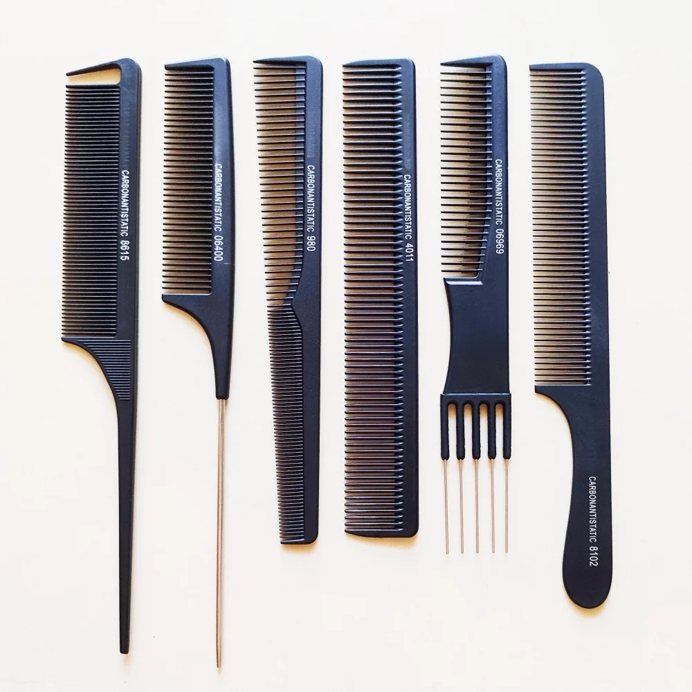 6 Pieces Barber Comb Set Salon Hair Cutting Sectioning Comb Kit Professional Salon Hair Cutting Tools