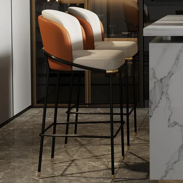 l #orange cushion metal foot stool for living room barstool modern luxury chair for bar