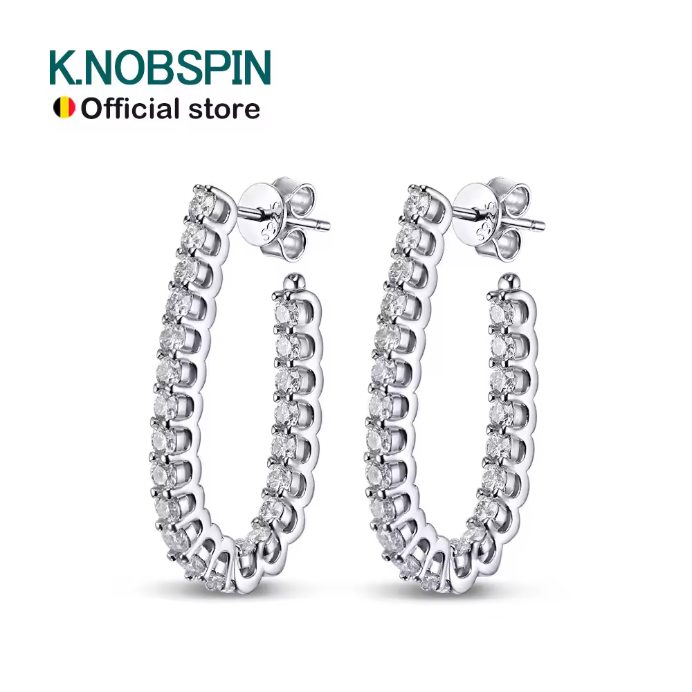 KNOBSPIN כל Moissanite עגילי לנשים מסיבת חתונת יוקרה עגיל תכשיטי s925 סטרלינג רסיס מצופה 18k זהב עגיל