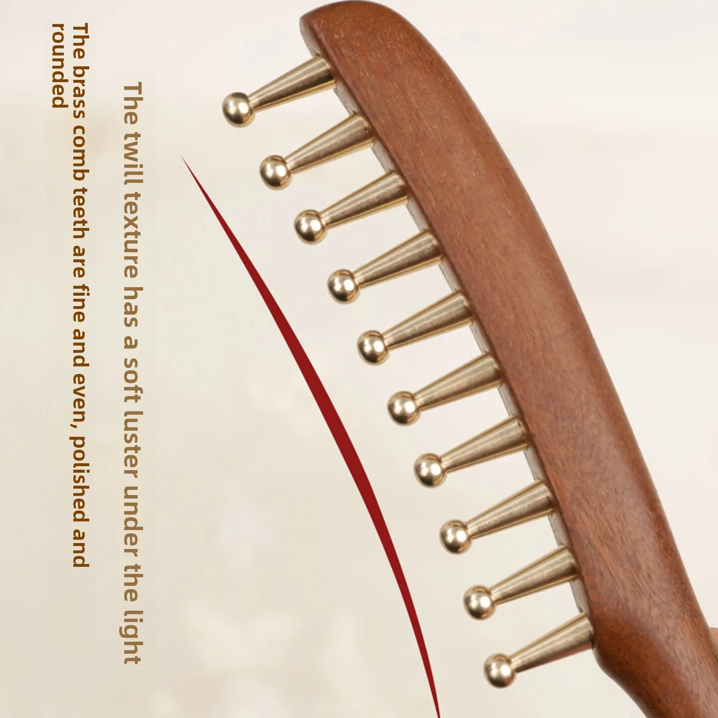 Golden Sandalwood Brass Head Wide Tooth Massage Comb Straight Gua Sha Scalp Meridian Hair Care Home Daily Grooming Use 마사지 빗
