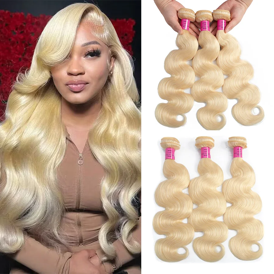 Blonde Body Wave Bundles Human Hair 613 Human Hair Bundles 22 24 inch Brazilian Remy Hair Weave Bundles Can Be Dyed to Any Color