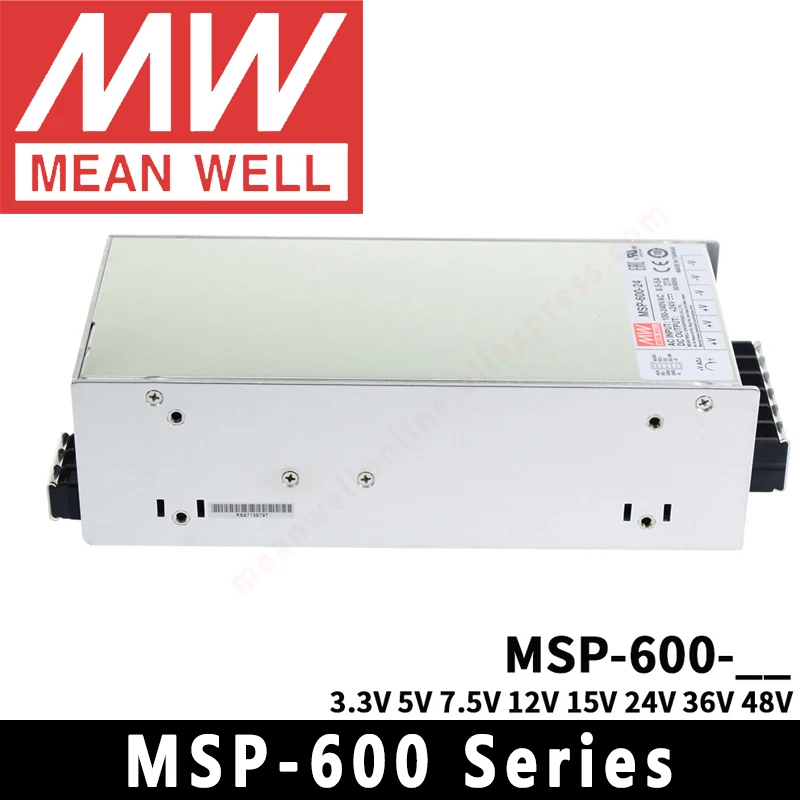 Mean Well MSP-600-3.3/5/7.5/12/15/24/36/48 Meanwell 600W Single Output Medical Type PFC Function Switching Power Supply