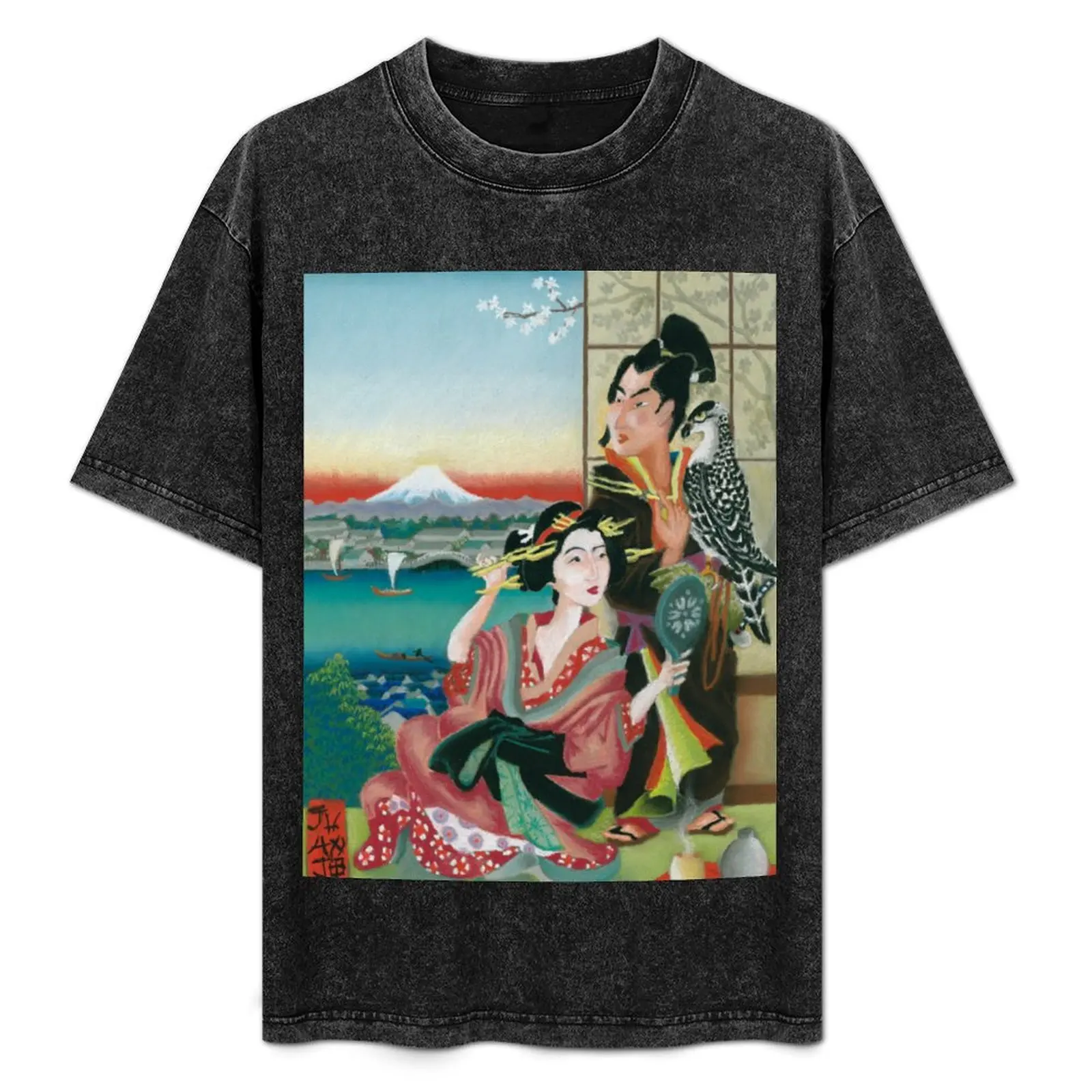 Japan print, pastel tribute to ukiyo-e T-Shirt quick drying sports fans hippie clothes summer tops tee shirts for men