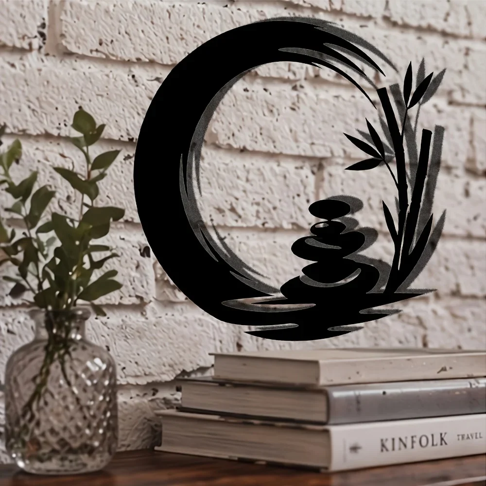 CIFBUY Zen Bamboo Stone Metal Wall Art Sign Iron Sculpture Rustproof Decor Indoor Outdoor Home Garden Patio Gift