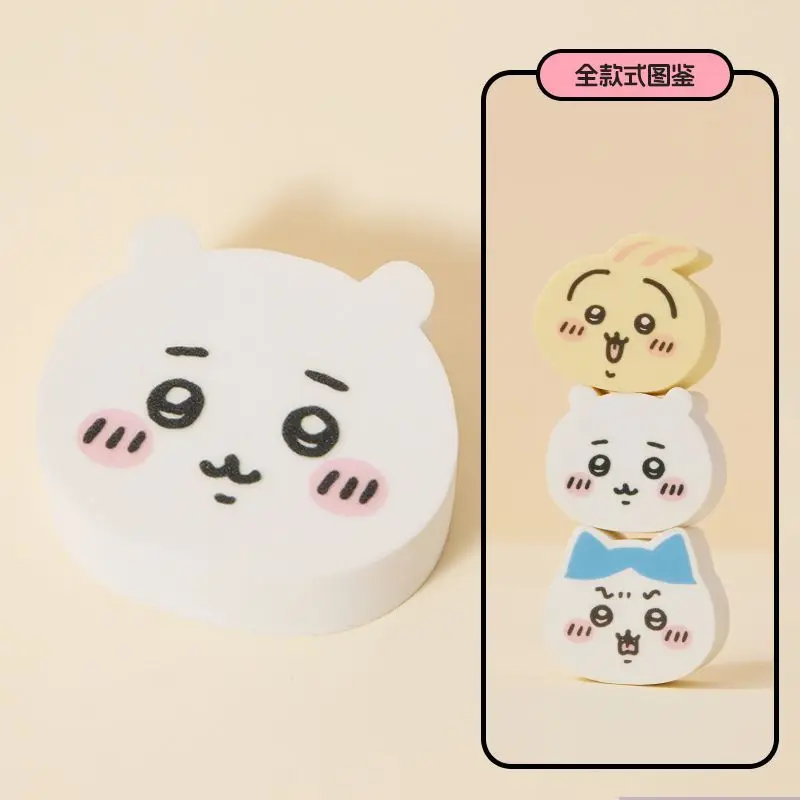 Ensemble d'éponges de maquillage Anime Chiikawa 6 pièces, double usage sec et humide, mignonnes, roses, en peluche et silicone, outil de mélange doux pour fond de teint Usagi