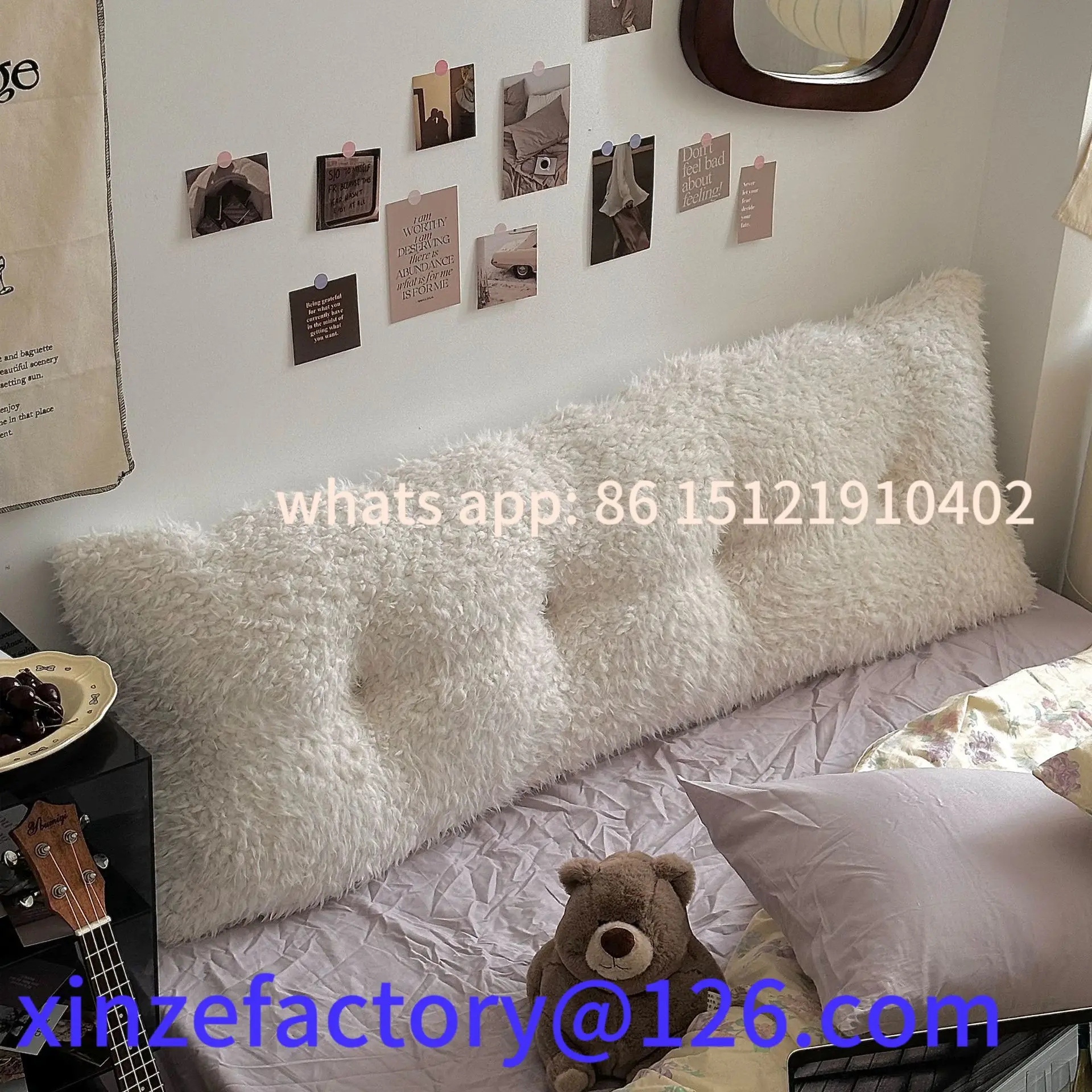 

Customizable Soft Plush Removable Bedside Cushion Ultra-long Bed Backrest Pillow