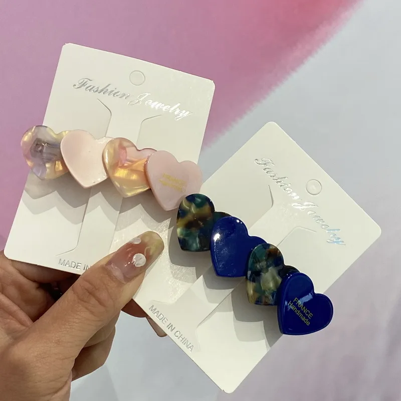 Korea Acetat Herz Haar Clips Für Frauen Rosa Haar Pins Und Clip Mädchen Bogen Haarspange Leopard barrettes Dame Halb Haarnadel Kopfschmuck – Detail 7