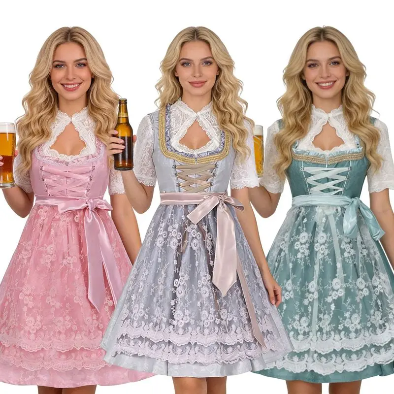 New German traditional Oktoberfest costume, Munich beer festival dress, stage skirt with jacquard lace, performance costume