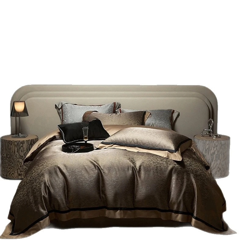 

Satin woven jacquard four-piece set European cotton cotton duvet cover with a sense of luxury