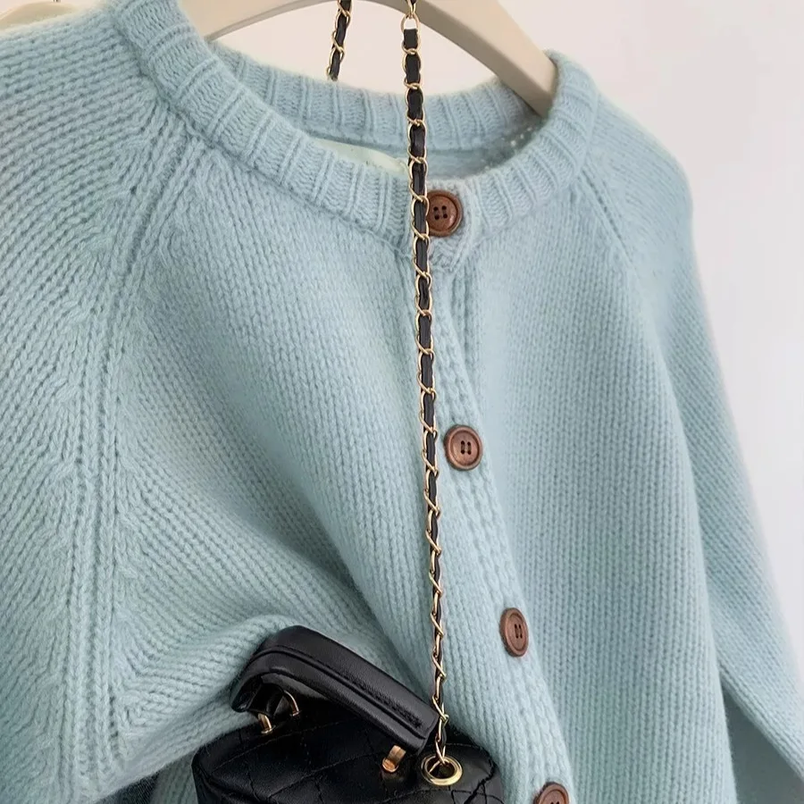 2026 Temperament Simple Casual Solid Color Sweater Jacket Women's Autumn and Winter New Loose Small Lazy Wind Knitted Cardigan