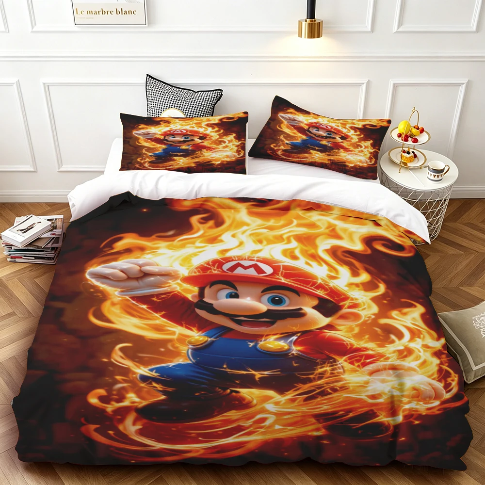 

Mario Cartoon Duvet Cover Mario Bedding Set Comforter Cover Skin-friendly Breathable for Bedroom Home Decor