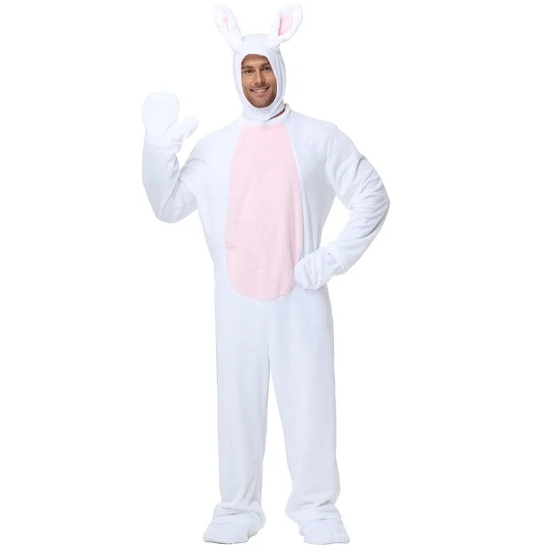 Disfraz de conejo de Animal para adultos de Halloween, conejo de peluche, marioneta masculina, disfraces de actuación de historia de escenario