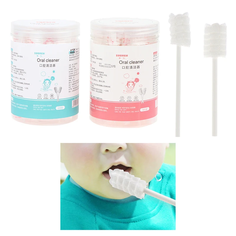 

30Pcs Disposable Baby Toothbrush Paper Rod Handle Tongue Cleaner Gauze Toothbrush Infant Oral Cleaning Stick Dental Care