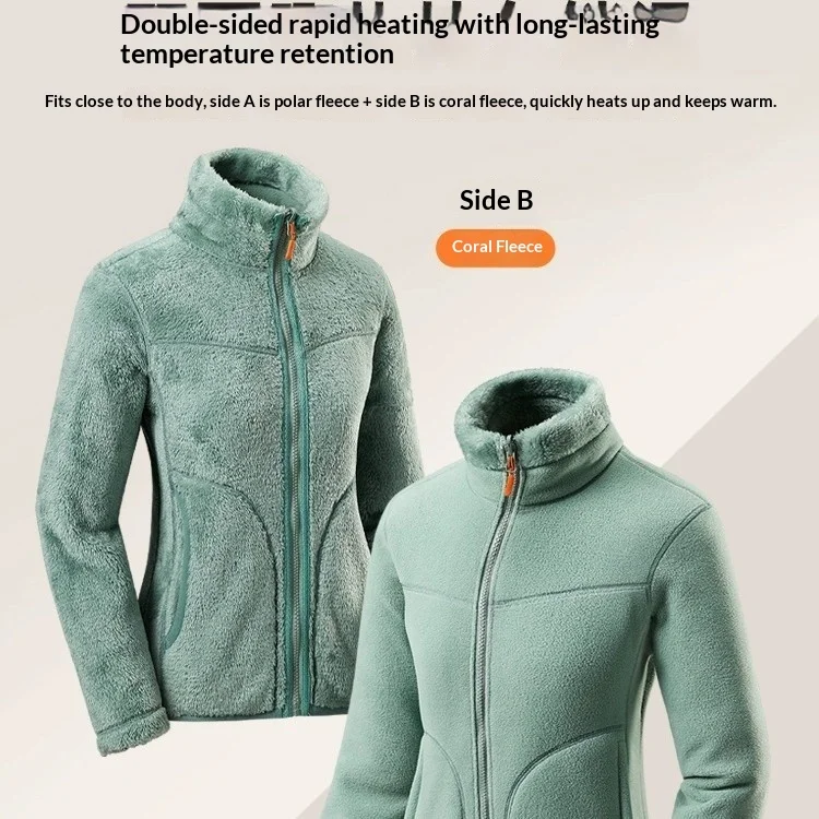 

Женская двусторонняя куртка из утолщенного кораллового флиса, пальто, флисовая верхняя одежда, осенне-зимний открытый кардиган, свитер