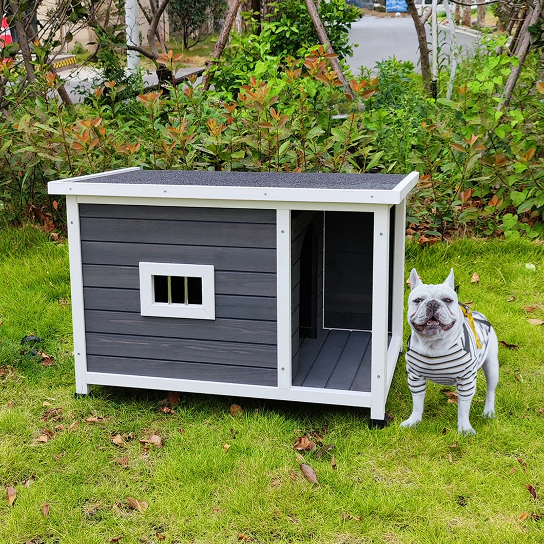 Outdoor Puppy Dog Kennel Waterproof Wooden Dog House with Porch Deck