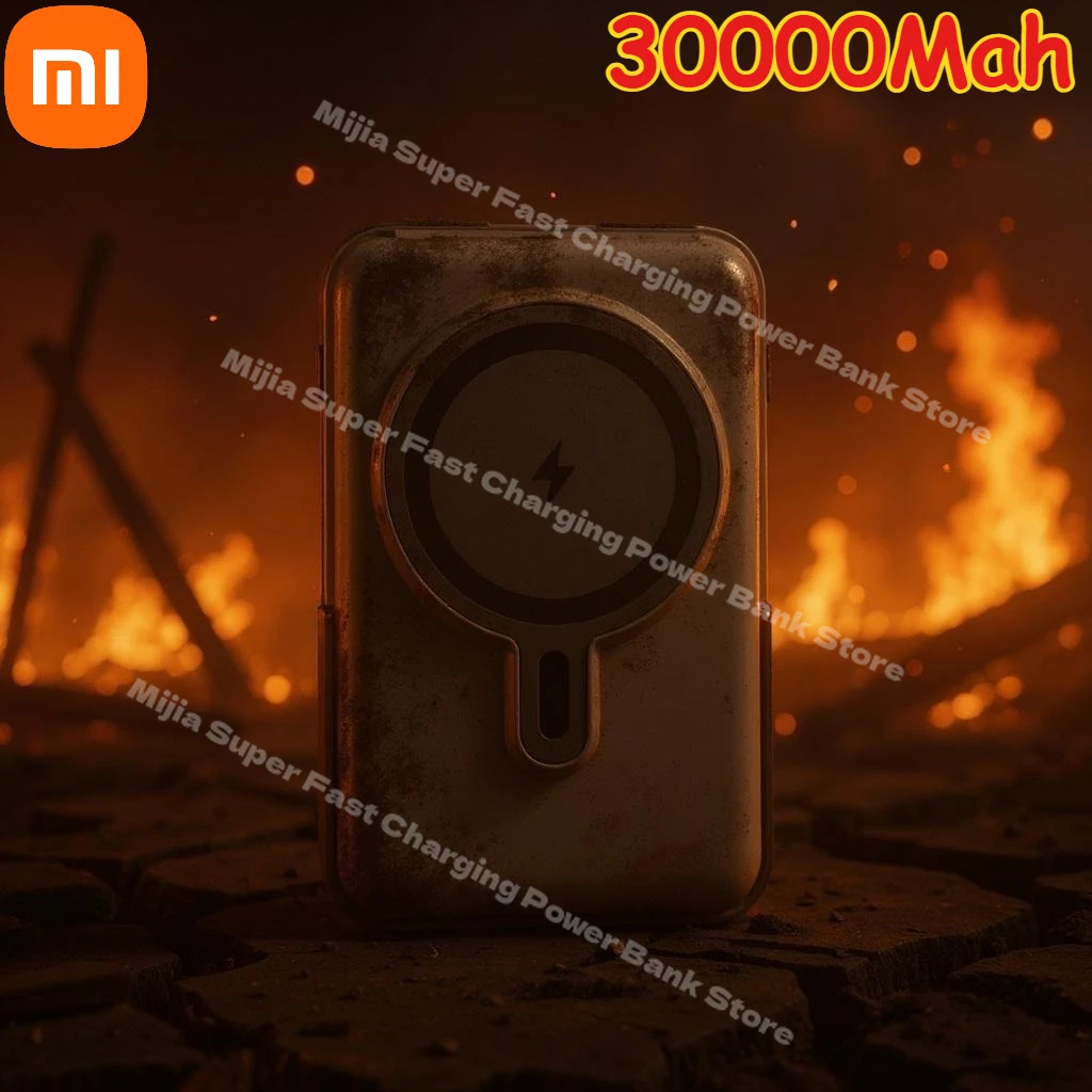 

Xiaomi 30000mAh Large Capacity Portable Wireless Charging Power Bank with Magnetic Fast Charging Cable for IPhone 17 and Samsung