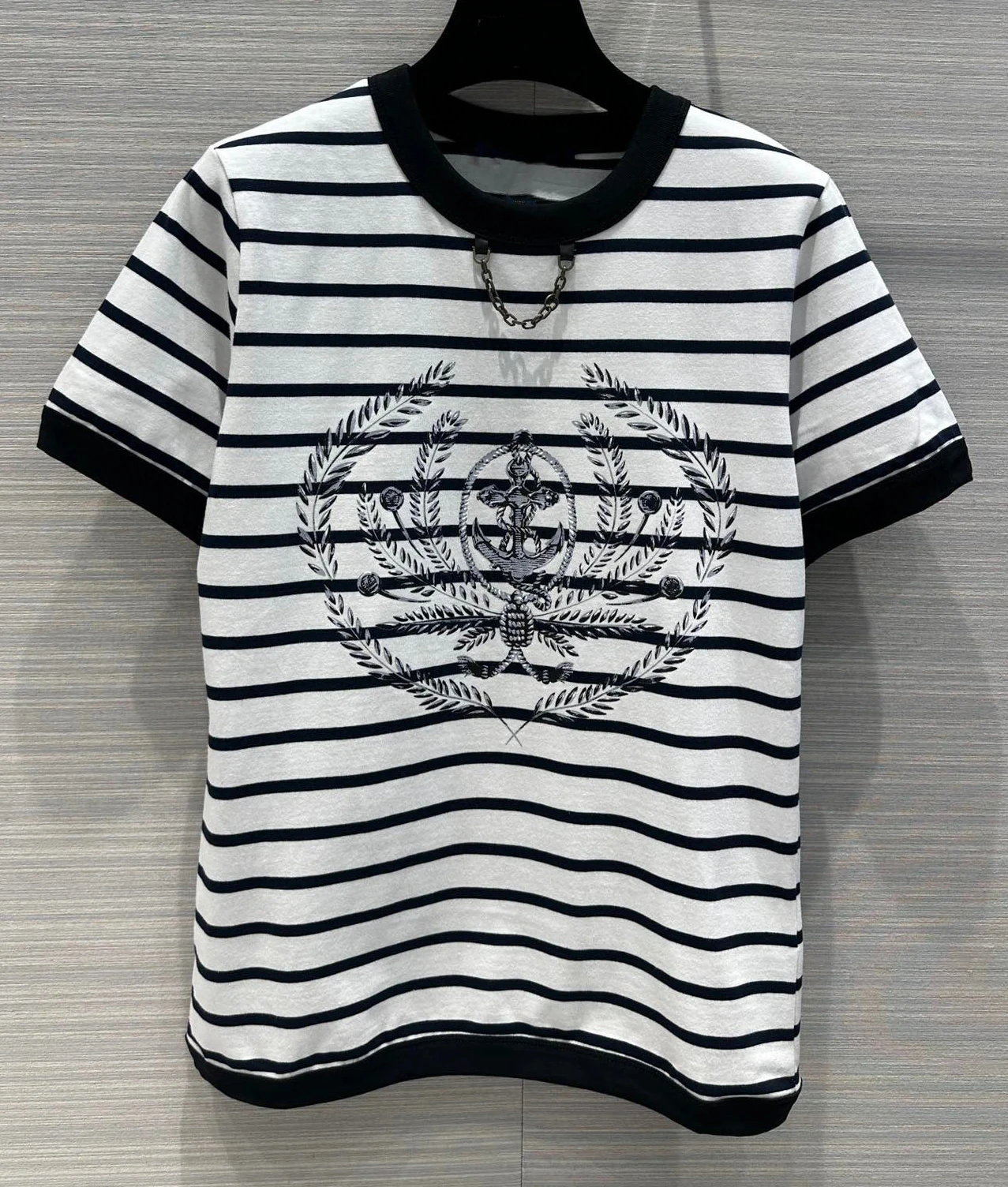 

2024 spring summer 24ss New arrival brand 100% cotton letter anchor print tee tees for women