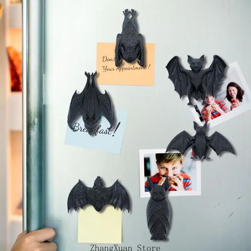 6 Stück Halloween-3D-Fledermaus-Kühlschrankmagnete mit PET-Konstruktion für Kühlschränke, magnetische Whiteboards und – Detail 2