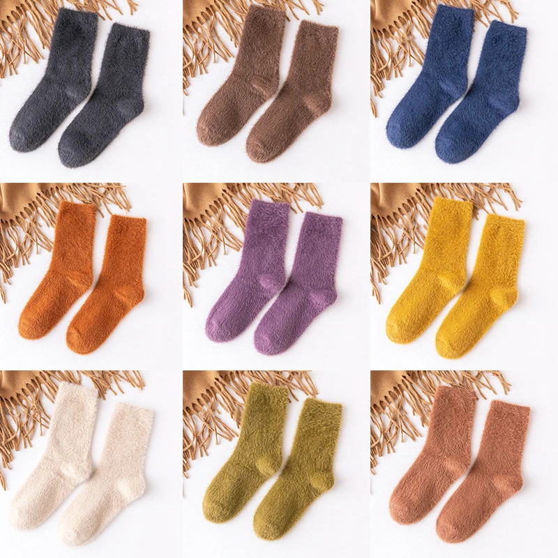 Fluffy Mink Velvet Socks for Women Men Winter Plush Warm Sleeping Socks Thicken Velvet Thermal Socks Sleep Plush Floor Socks