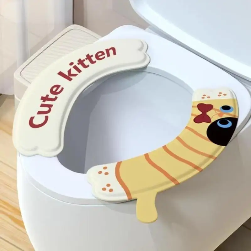 textureCartoon Soft Toilet Cover Seat Toilet Seat Cover Mat Warm Lid Pad Bathroom Closestool Protector Bathroom Accessories Set view 2