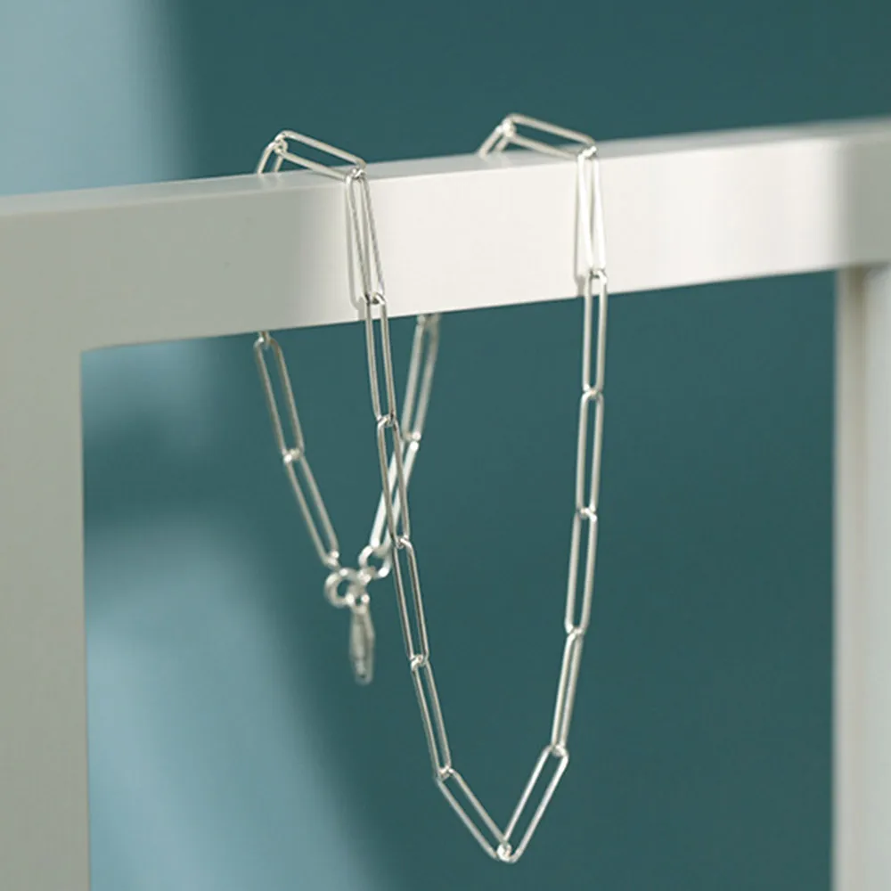 ANDYWEN 925 Sterling Silver Gold Geometric Chain Choker Square Necklace Adjustable Women Luxury 2020 Rock Punk 40cm Chains Jewe