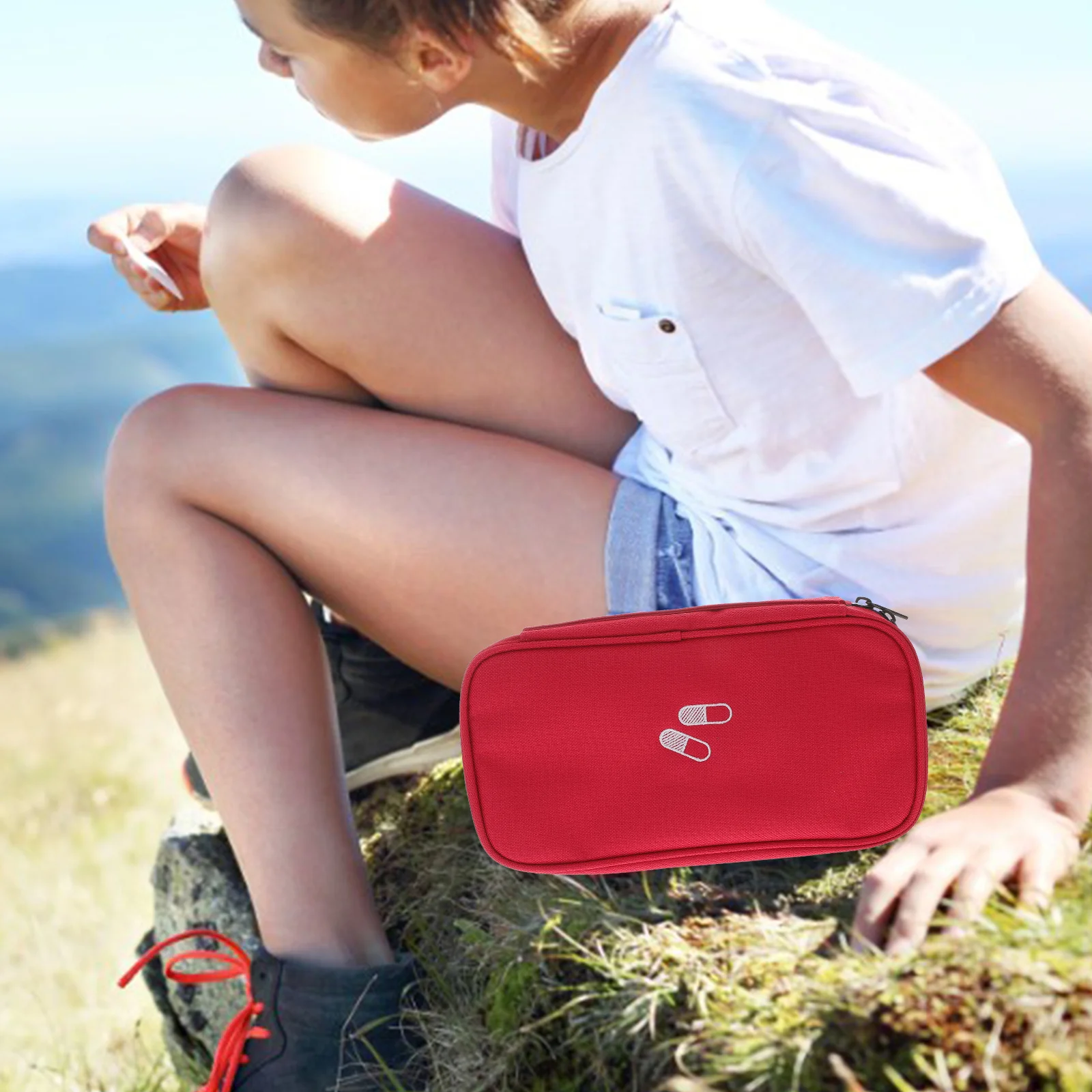 حقيبة طبية خفيفة الوزن للإسعافات الأولية مقاومة للاهتراء بتصميم أكسفورد حقيبة طبية خارجية للسفر والرياضة والصيد باللون الأحمر #5
