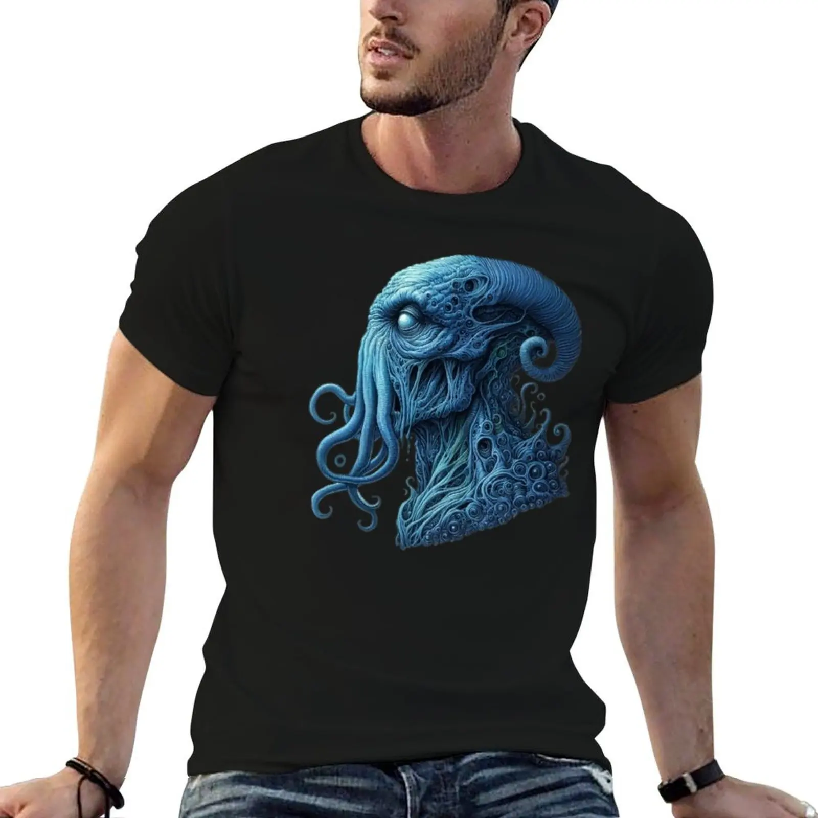 

Blue Trippy Cthulhu T-Shirt t shirt man luxury graphic t shirts for man t shirt for man 100 percent cotton T-shirt