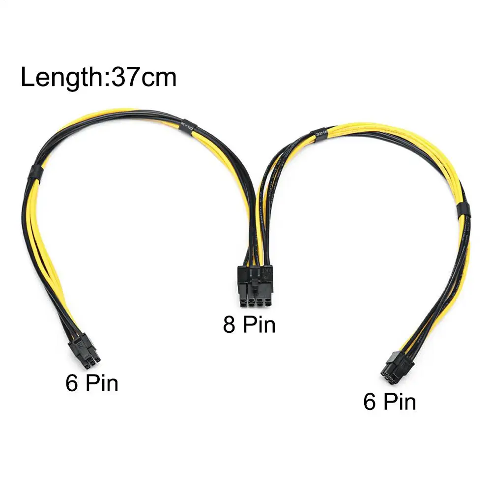 37cm Video Card Graphics Card 18AWG Duals 6 Pin to 8 Pin Male PCI-E Power Cord ForMac Pro PCI-E GPU Power Data Cable Splitter