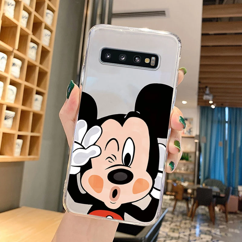 Funda blanda de dibujos animados de Mickey Minnie Mouse para Samsung Galaxy S10 Plus S10E S10 + Funda de teléfono TPU transparente Funda para Samsung S10