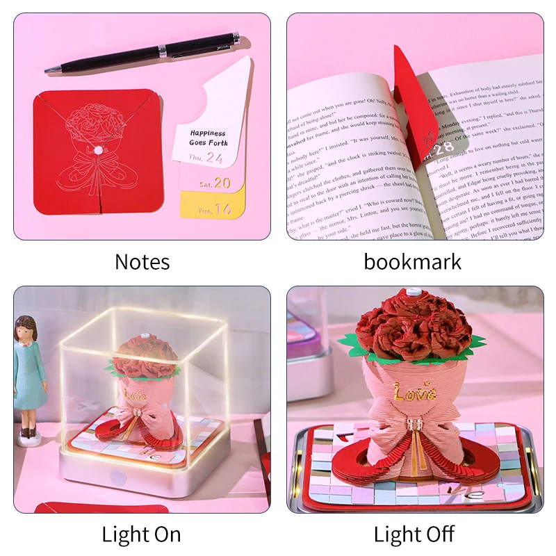 

Time Piece Calendar 2026 Desk Calendar With LED Light 3D Tear-away Calendar Paper Carving Art Memo Pad Notepad Gift Christmas
